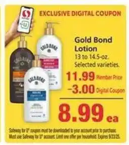 Safeway Gold Bond Lotion offer