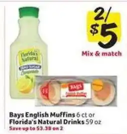 Winn Dixie Bays English Muffins or Florida's Natural Drinks offer
