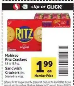 Safeway Nabisco Ritz Crackers offer