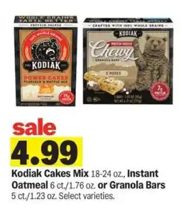 Meijer Kodiak Cakes Mix, Instant Oatmeal, or Granola Bars offer