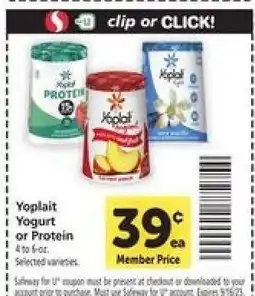 Safeway Yoplait Yogurt or Protein offer