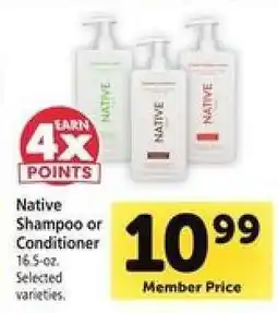 Safeway Native Shampoo or Conditioner offer