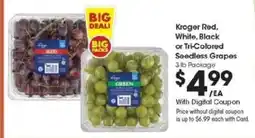 Kroger Kroger Red, White, Black or Tri-Colored Seedless Grapes offer