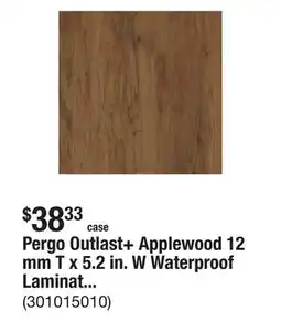 The Home Depot Pergo Outlast+ Applewood 12 mm T x 5.2 in. W Waterproof Laminate Wood Flooring (13.74 sqft/case) offer