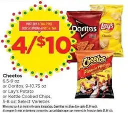 Food 4 Less Cheetos, Doritos, Lay's Potato, Kettle Cooked Chips offer