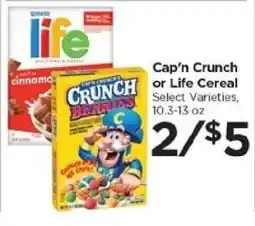 Food 4 Less Cap'n Crunch or Life Cereal offer