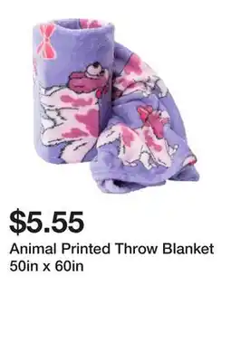 Five Below Animal Printed Throw Blanket 50in x 60in offer