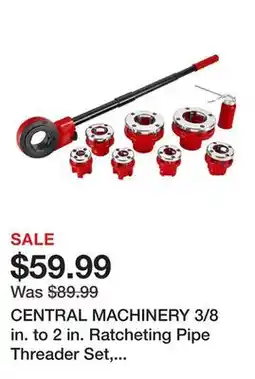 Harbor Freight Tools CENTRAL MACHINERY 3/8 in. to 2 in. Ratcheting Pipe Threader Set, 10-Piece offer