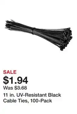 Harbor Freight Tools 11 in. UV-Resistant Black Cable Ties, 100-Pack offer