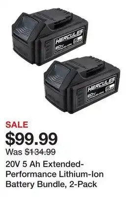 Harbor Freight Tools 20V 5 Ah Extended-Performance Lithium-Ion Battery Bundle, 2-Pack offer