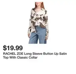 Marshalls RACHEL ZOE Long Sleeve Button Up Satin Top With Classic Collar offer