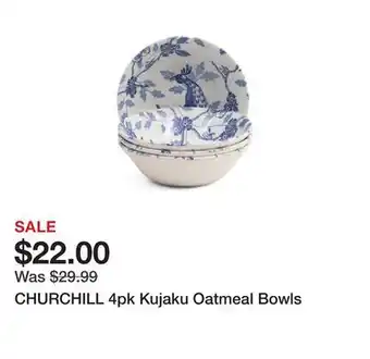 Marshalls CHURCHILL 4pk Kujaku Oatmeal Bowls offer