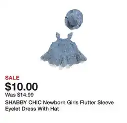 Marshalls SHABBY CHIC Newborn Girls Flutter Sleeve Eyelet Dress With Hat offer