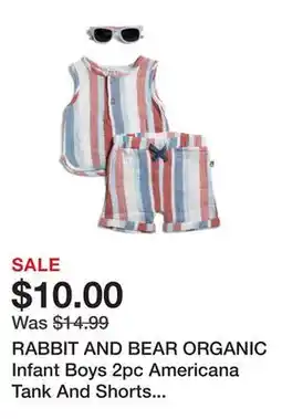 Marshalls RABBIT AND BEAR ORGANIC Infant Boys 2pc Americana Tank And Shorts Set With Sunglasses offer