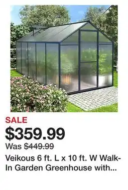 Tractor Supply Company Veikous 6 ft. L x 10 ft. W Walk-In Garden Greenhouse with Adjustable Roof for Outdoor offer