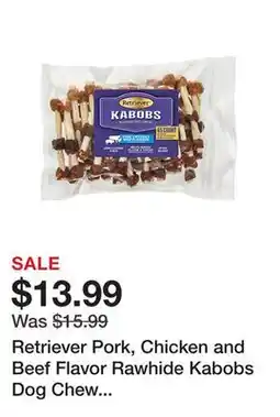 Tractor Supply Company Retriever Pork, Chicken and Beef Flavor Rawhide Kabobs Dog Chew Treats, 45 ct offer