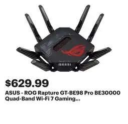 Best Buy ASUS - ROG Rapture GT-BE98 Pro BE30000 Quad-Band Wi-Fi 7 Gaming Router - Black offer