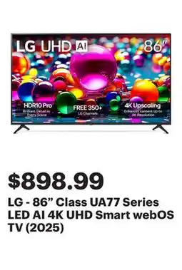 Best Buy LG - 86 Class UA77 Series LED AI 4K UHD Smart webOS TV (2025) offer