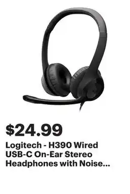 Best Buy Logitech - H390 Wired USB-C On-Ear Stereo Headphones with Noise Canceling Microphone - Black offer
