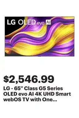 Best Buy LG - 65 Class G5 Series OLED evo AI 4K UHD Smart webOS TV with One Wall Design (2025) offer