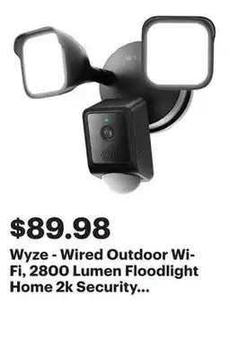 Best Buy Wyze - Wired Outdoor Wi-Fi, 2800 Lumen Floodlight Home 2k Security Camera v2 - Black offer