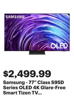 Best Buy Samsung - 77 Class S95D Series OLED 4K Glare-Free Smart Tizen TV (2024) offer