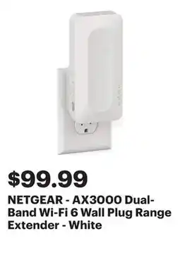 Best Buy NETGEAR - AX3000 Dual-Band Wi-Fi 6 Wall Plug Range Extender - White offer