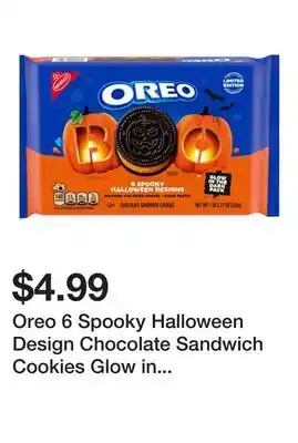 Wegmans Oreo 6 Spooky Halloween Design Chocolate Sandwich Cookies Glow in the Dark Pack offer