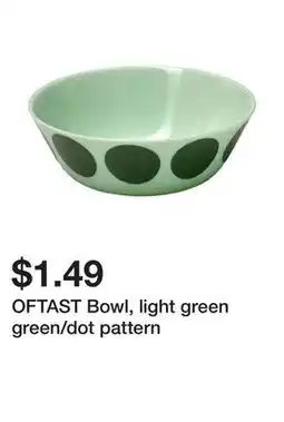 Ikea OFTAST Bowl, light green green/dot pattern offer