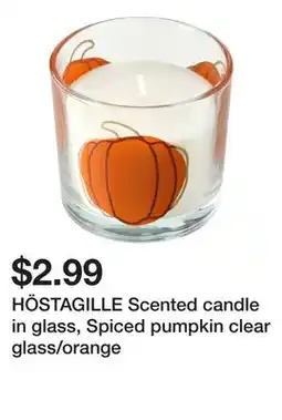 Ikea HÖSTAGILLE Scented candle in glass, Spiced pumpkin clear glass/orange offer