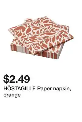 Ikea HÖSTAGILLE Paper napkin, orange offer