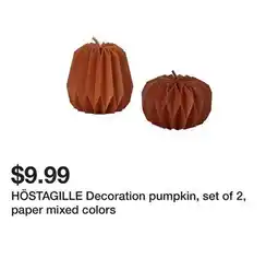 Ikea HÖSTAGILLE Decoration pumpkin, set of 2, paper mixed colors offer