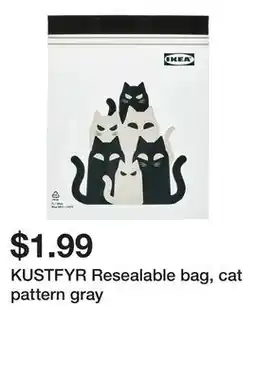 Ikea KUSTFYR Resealable bag, cat pattern gray offer
