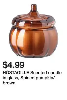 Ikea HÖSTAGILLE Scented candle in glass, Spiced pumpkin/brown offer