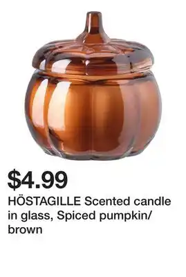 Ikea HÖSTAGILLE Scented candle in glass, Spiced pumpkin/brown offer