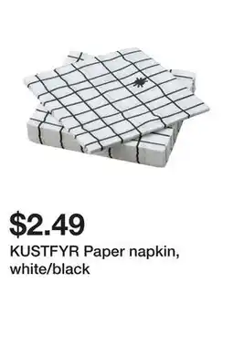 Ikea KUSTFYR Paper napkin, white/black offer