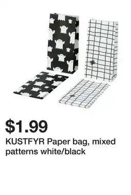 Ikea KUSTFYR Paper bag, mixed patterns white/black offer