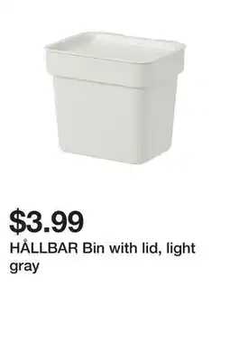 Ikea HÅLLBAR Bin with lid, light gray offer