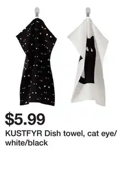 Ikea KUSTFYR Dish towel, cat eye/white/black offer
