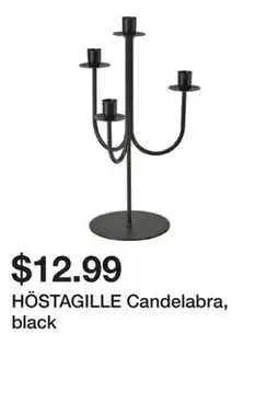 Ikea HÖSTAGILLE Candelabra, black offer