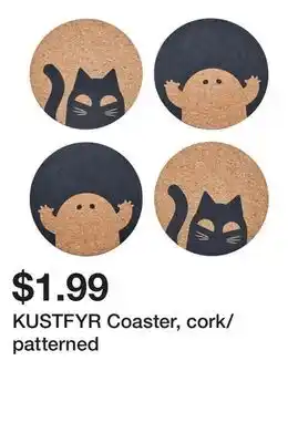 Ikea KUSTFYR Coaster, cork/patterned offer
