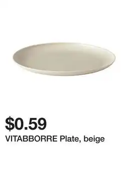 Ikea VITABBORRE Plate, beige offer
