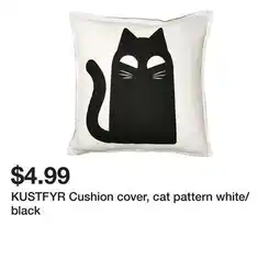 Ikea KUSTFYR Cushion cover, cat pattern white/black offer