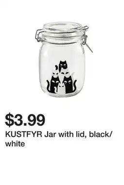 Ikea KUSTFYR Jar with lid, black/white offer