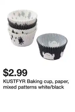 Ikea KUSTFYR Baking cup, paper, mixed patterns white/black offer