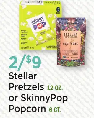 Heinen's Stellar Pretzels 12 OZ. or SkinnyPop Popcorn 6 CT offer