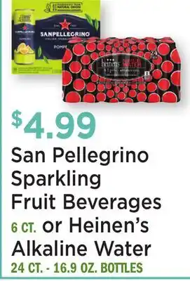 Heinen's San Pellegrino Sparkling Fruit Beverages 6 CT. or Heinen's Alkaline Water 24 CT. - 16.9 OZ. BOTTLES offer