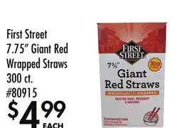 Smart & Final First Street 7.75 Giant Red Wrapped Straws offer
