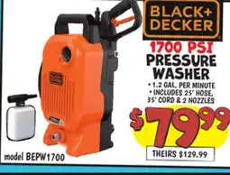 Ollie's BLACK + DECKER 1700 PSI PRESSURE WASHER offer