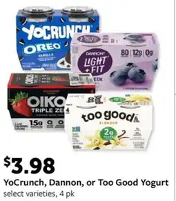 Fareway YoCrunch, Dannon, or Too Good Yogurt offer
